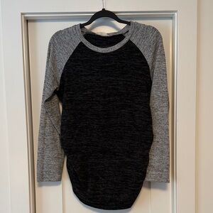 Black and Gray Raglan Maternity Long Sleeve Shirt